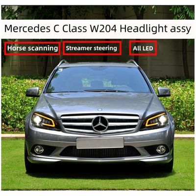07-11 Mercedes Benz C-Class W204 Headlight Assembly C200C63 Modified LED Lens Daily Running Light Streamer Turn Signal