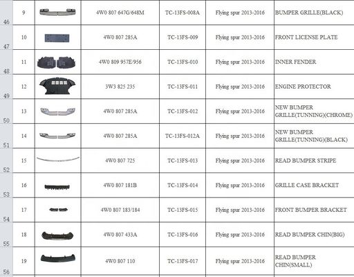 Plastic Front Bumper Silver Grille Frame OEM 4W0 853 667 For Bentley Flying Spur 2013-2016
