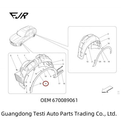 Maserati Levante M161 LH Front Wheel Housing Arch Primer With 100% Tested 670089061